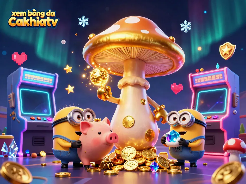 Engage with xem bóng đá cakhiatv featuring magical mushroom wizard and treasures in a dynamic casino scene.