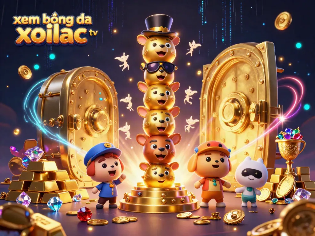 Watch xem bóng đá xoilac tv with vibrant casino-themed illustration, showcasing a dynamic totem pole.